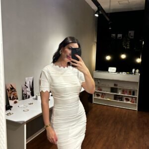 Vestido Maria - Tricô Modal - Branco Tamanho Unico